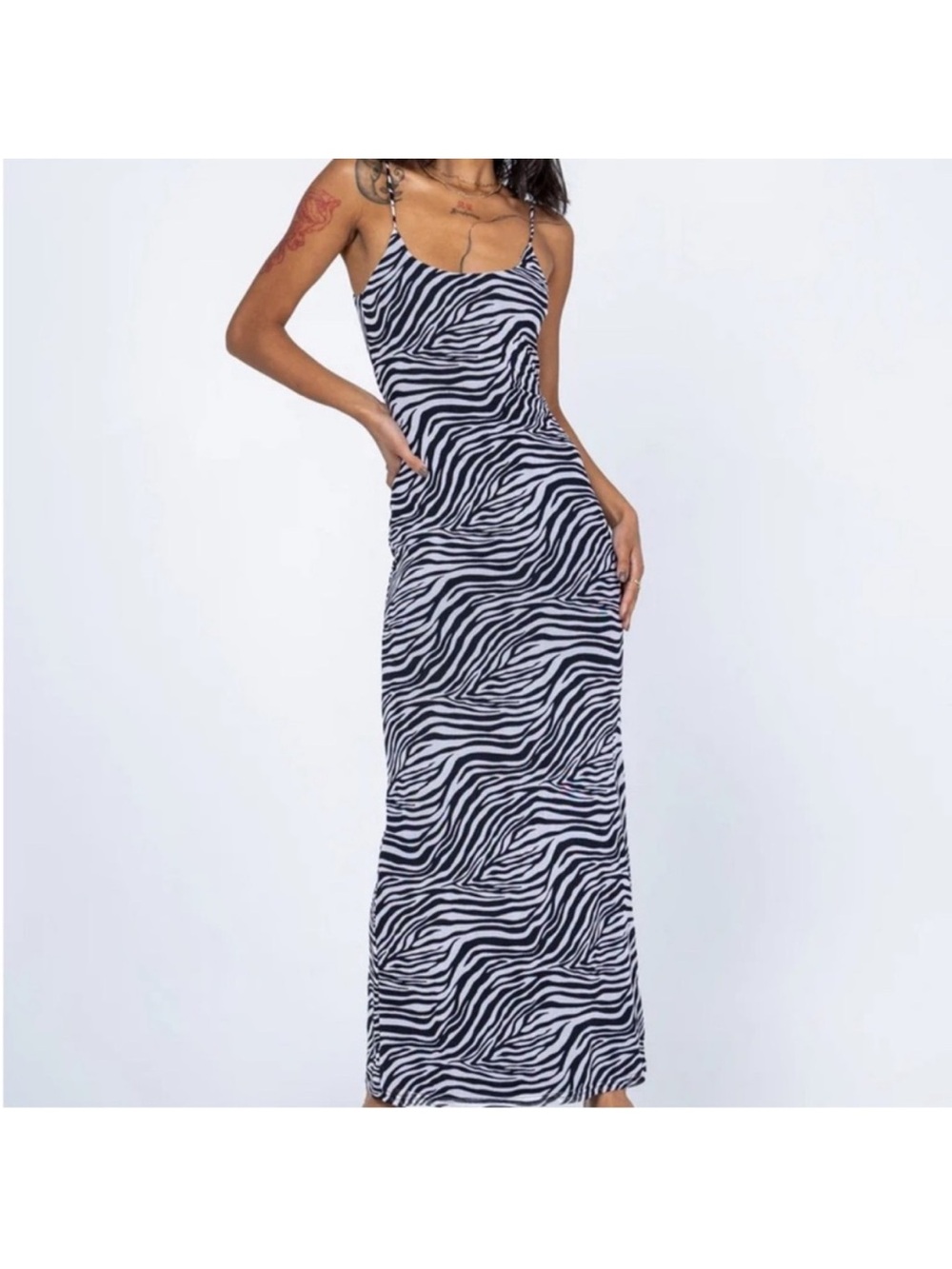 Princess Polly Knox Zebra-Print Maxi Dress
